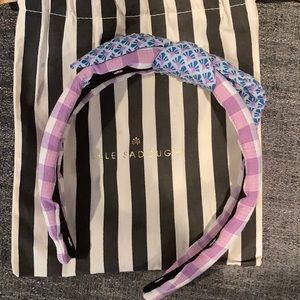 Lele sadoughi purple/white headband with bow NEVER WORN